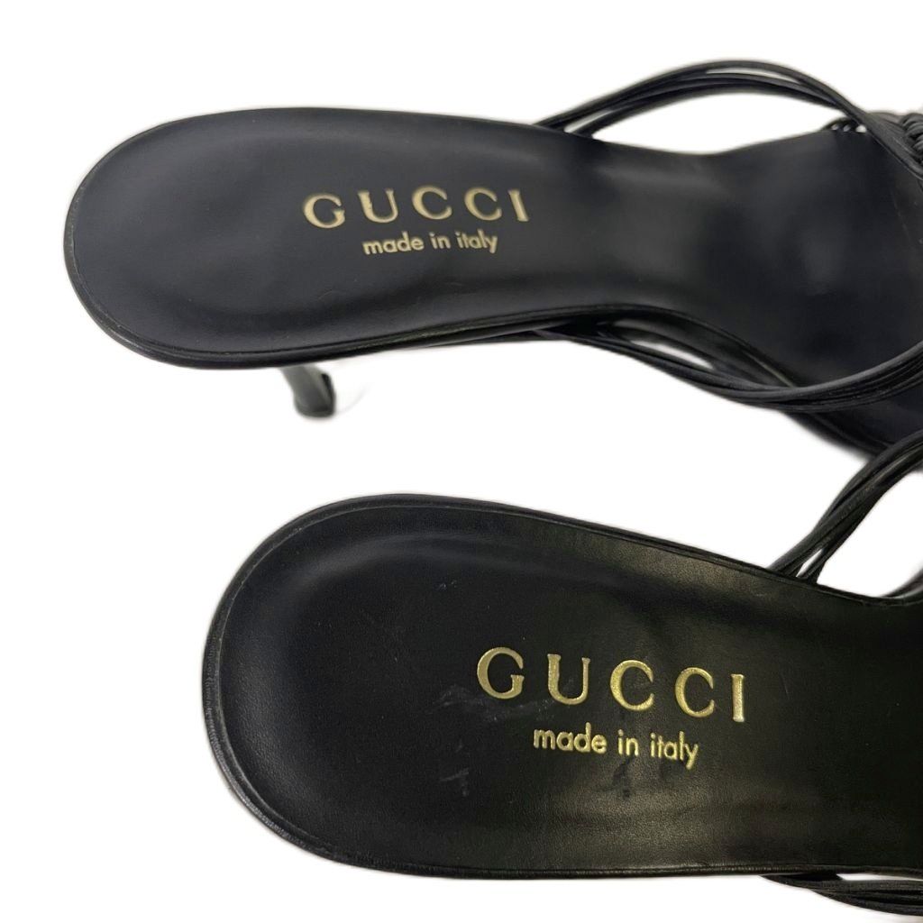 Gucci Braided Leather Sandals Pumps Mules Black Heels — view 7