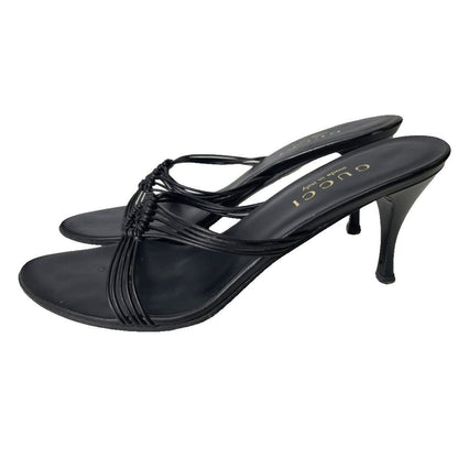Gucci Braided Leather Sandals Pumps Mules Black Heels — view 2