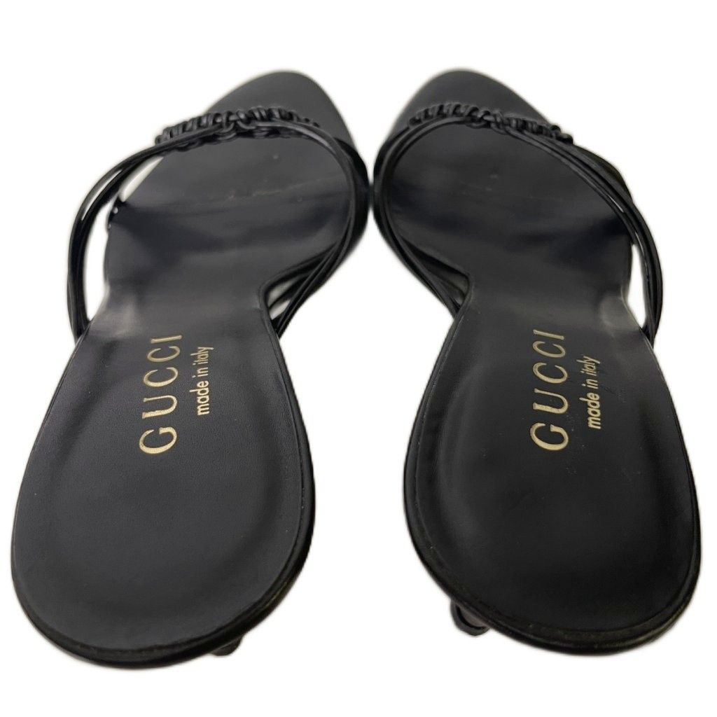 Gucci Braided Leather Sandals Pumps Mules Black Heels — view 6