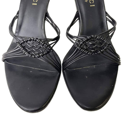 Gucci Braided Leather Sandals Pumps Mules Black Heels — view 5