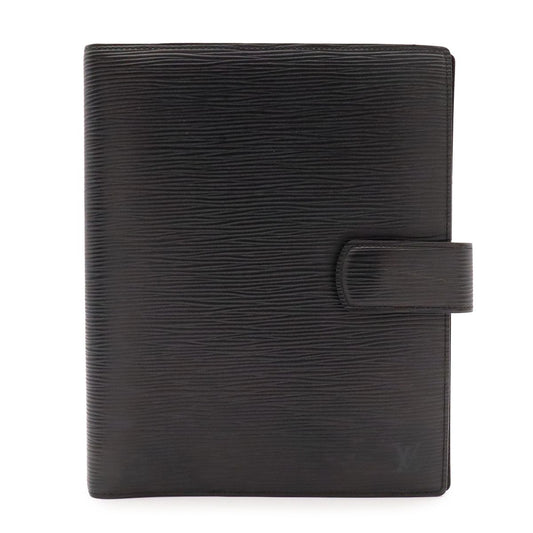 Louis Vuitton Epi Agenda GM Cover Planner Leather Noir Black Gold Ring