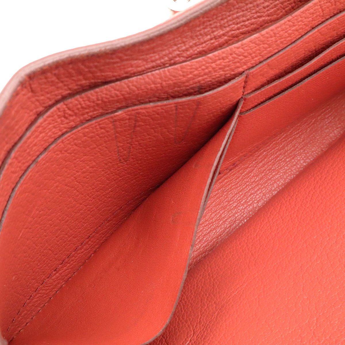 Hermes Kelly Wallet Flag Bifold Bicolor Veau Epsom Corail Flamingo Silver Mark — view 8