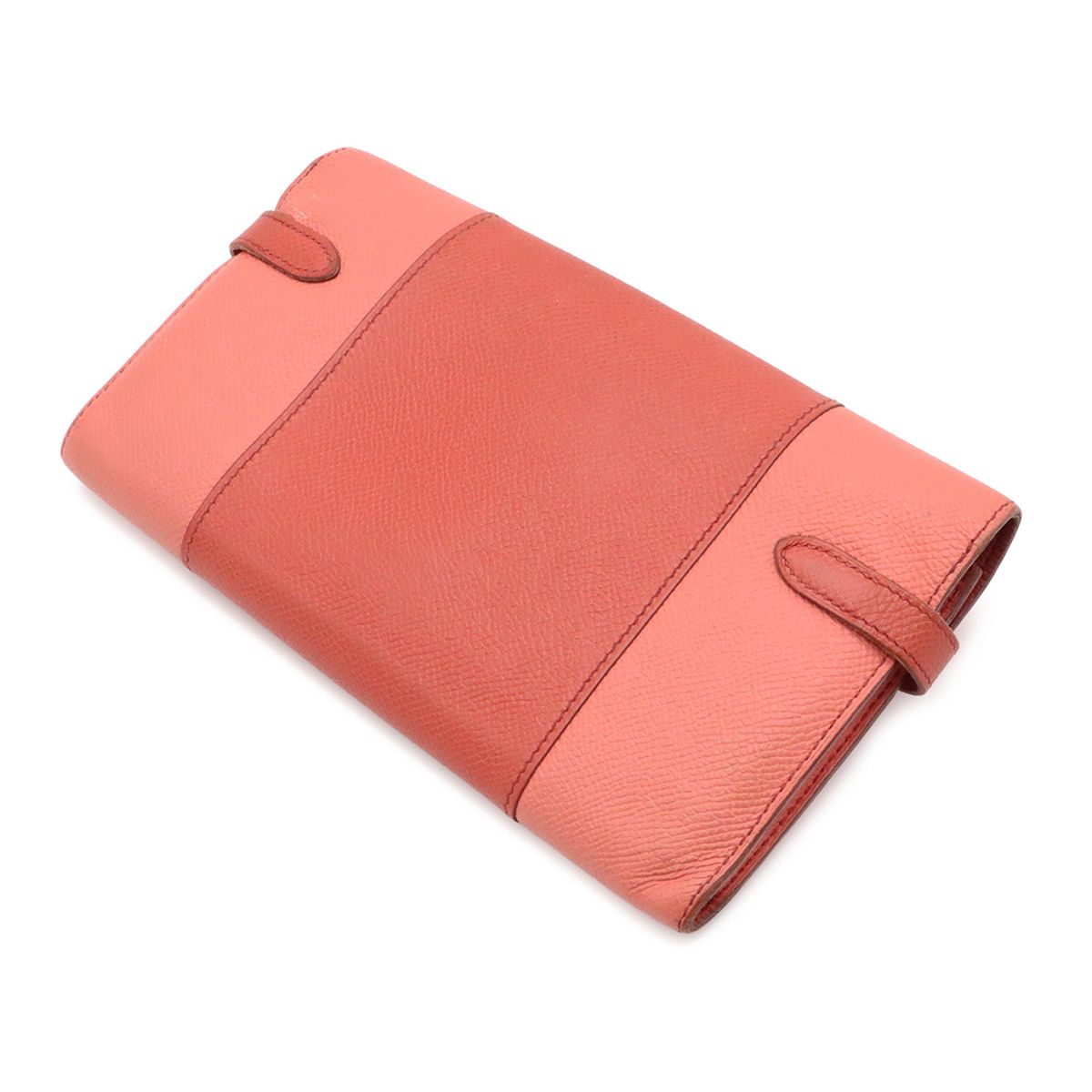 Hermes Kelly Wallet Flag Bifold Bicolor Veau Epsom Corail Flamingo Silver Mark — view 2
