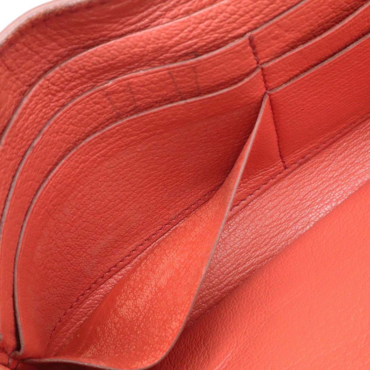 Hermes Kelly Wallet Flag Bifold Bicolor Veau Epsom Corail Flamingo Silver Mark — view 7