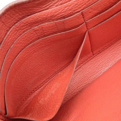 Hermes Kelly Wallet Flag Bifold Bicolor Veau Epsom Corail Flamingo Silver Mark — view 7
