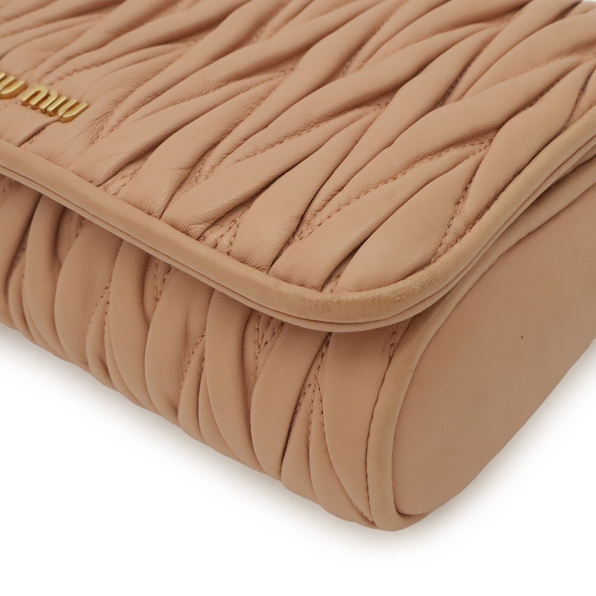 Miu Miu Matelasse Gathered Shoulder Bag Pochette Crossbody Leather Light Pink — view 3