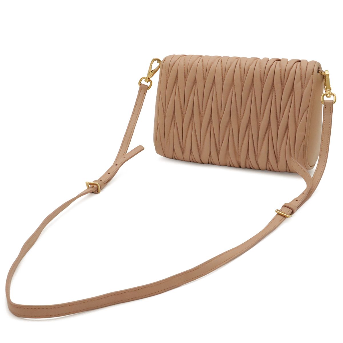 Miu Miu Matelasse Gathered Shoulder Bag Pochette Crossbody Leather Light Pink — view 2
