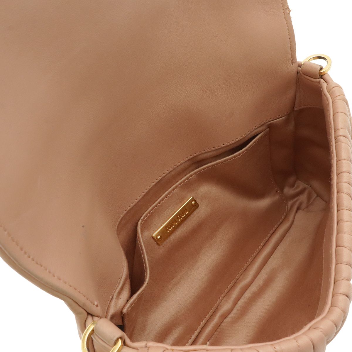 Miu Miu Matelasse Gathered Shoulder Bag Pochette Crossbody Leather Light Pink — view 5
