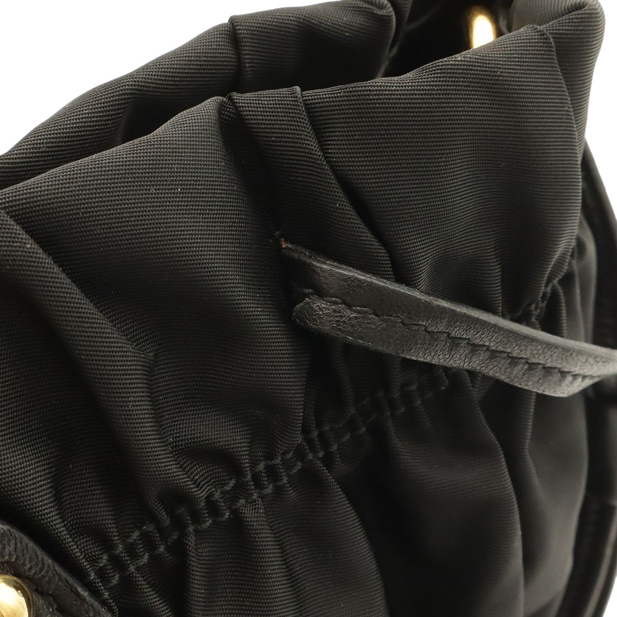 Prada Tessuto Gathered Tote 2-Way Shoulder Bag Crossbody Nylon Nero Black Gold — view 4