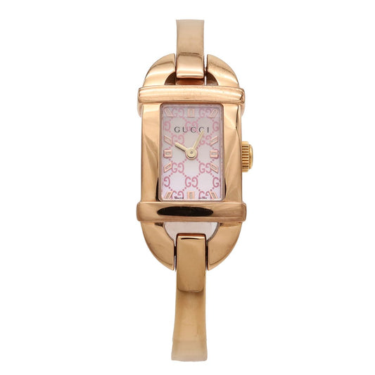 Gucci Bangle Watch Pink Shell Dial Sherry Line Pgp Quartz