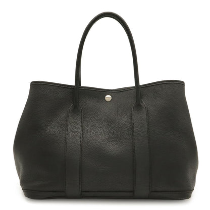 Hermes Garden Party PM Tote Bag Negonda Leather Black Silver