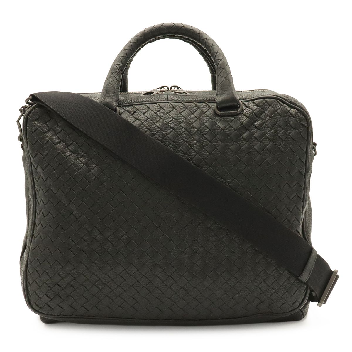 Bottega Veneta Intrecciato Business 2-Way Shoulder Bag Leather Black