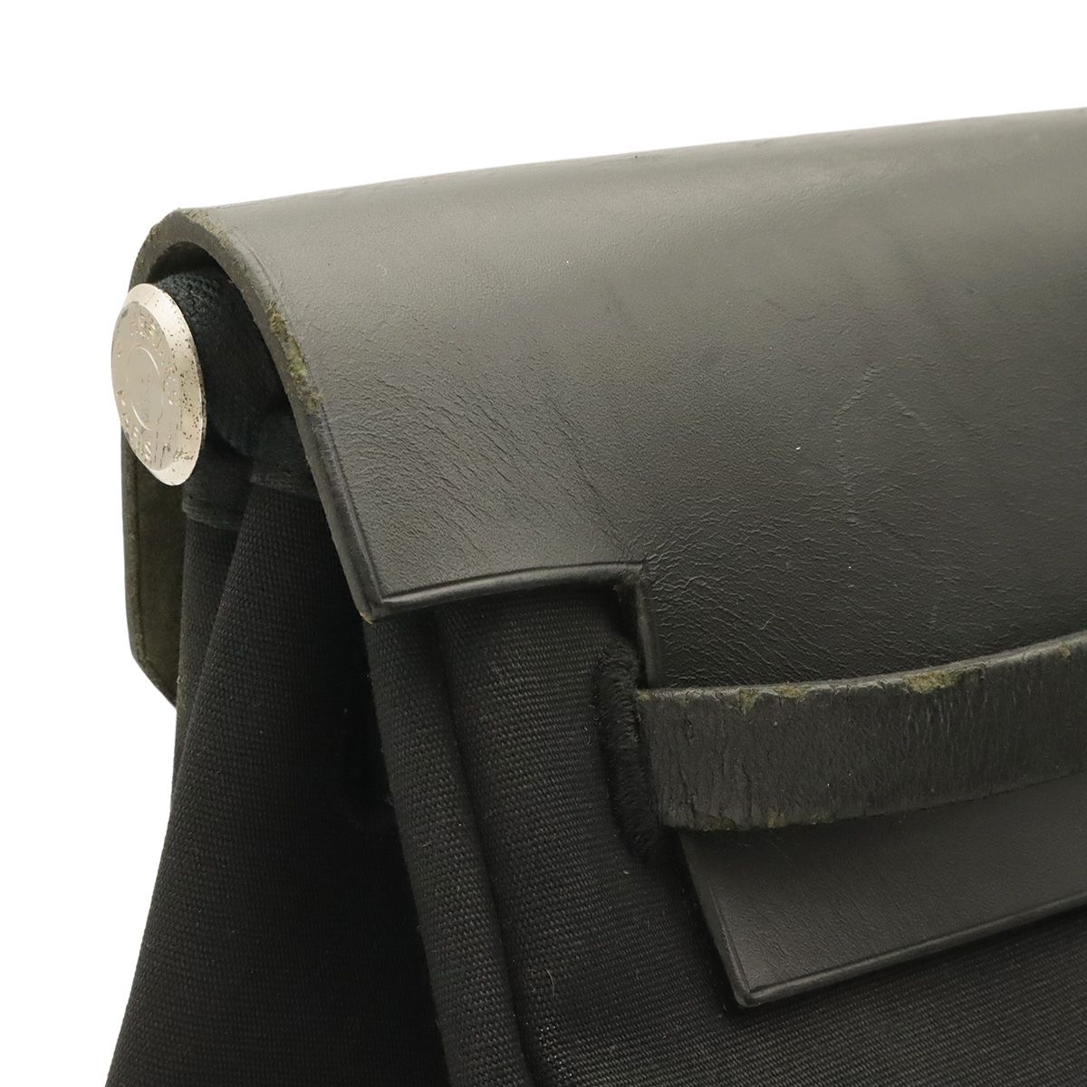 Hermes Herbag TGM 2-Way Shoulder Bag Toile Officier Leather Black Silver — view 5