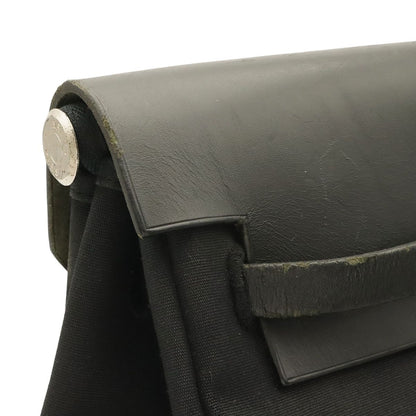Hermes Herbag TGM 2-Way Shoulder Bag Toile Officier Leather Black Silver — view 5