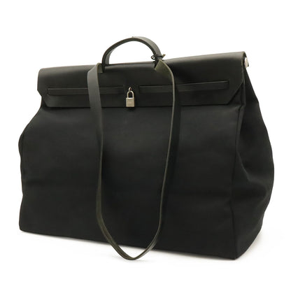 Hermes Herbag TGM 2-Way Shoulder Bag Toile Officier Leather Black Silver — view 2
