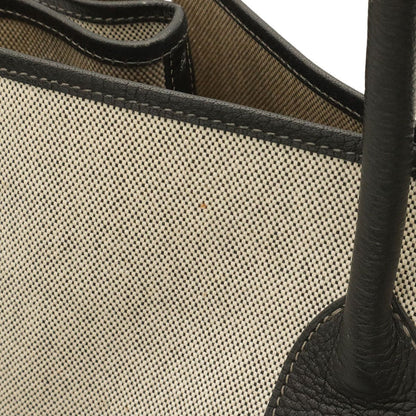 Hermes Garden Party TGM Tote Large Shoulder Bag Toile H Leather Gray Black — view 5