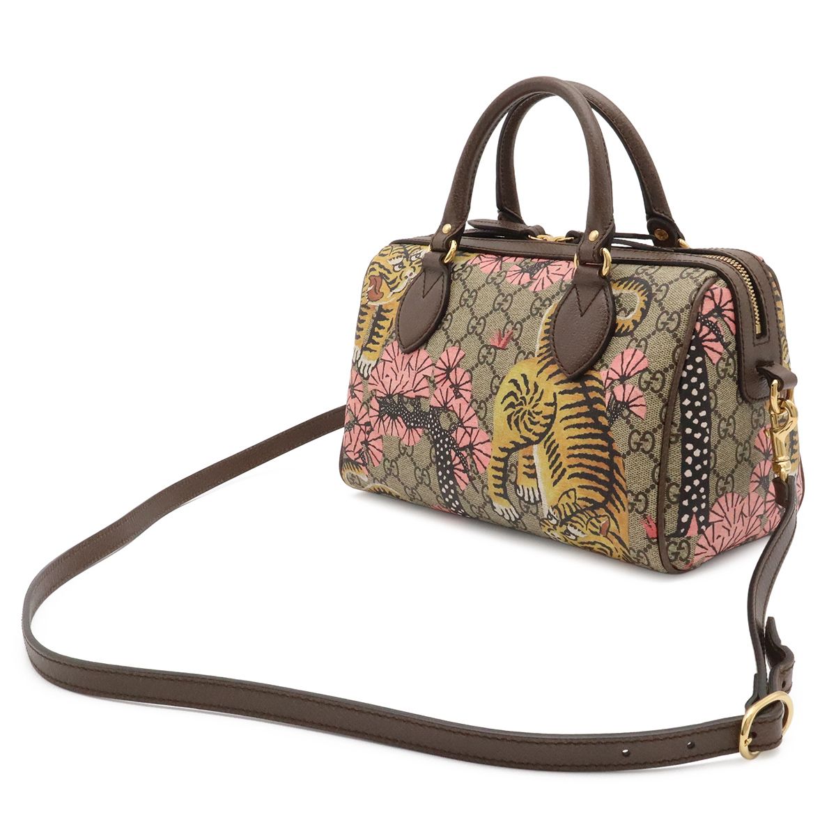 Gucci GG Supreme Bengal Tiger Mini Boston Bag 2-Way Leather Beige Brown — view 2