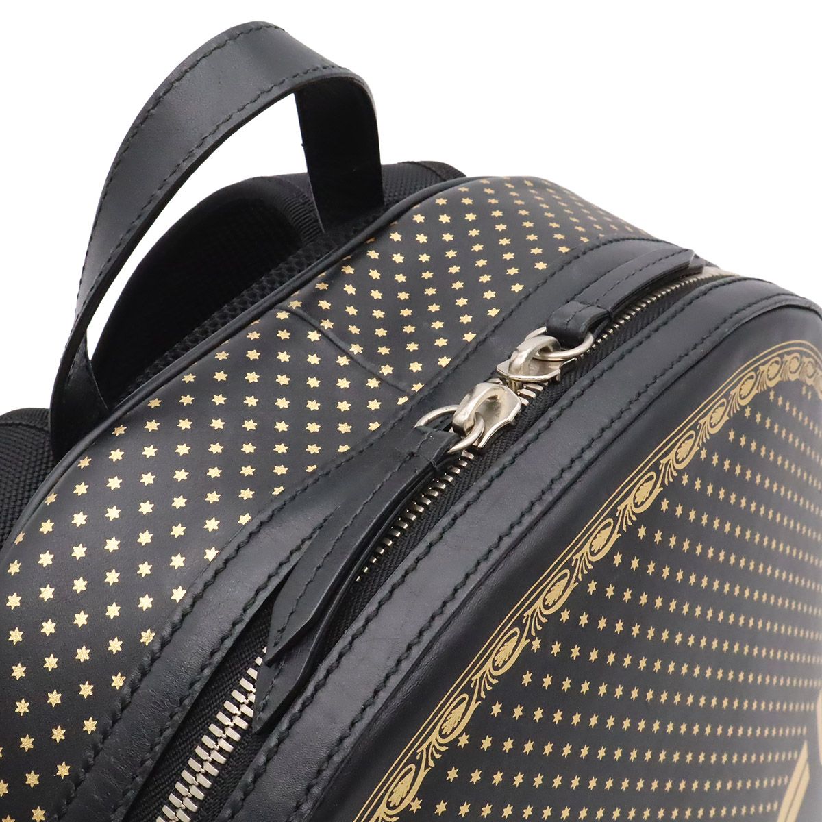 Gucci Guccy Backpack Star Pattern Leather Black Gold — view 7