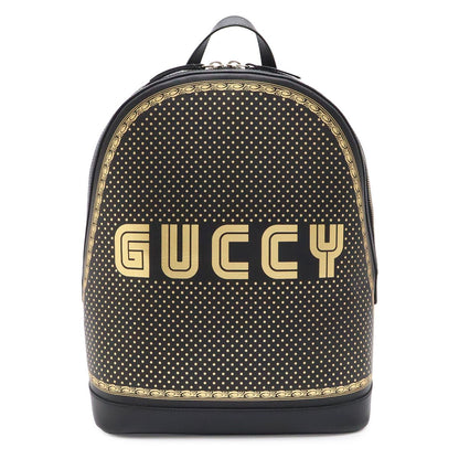Gucci Guccy Backpack Star Pattern Leather Black Gold