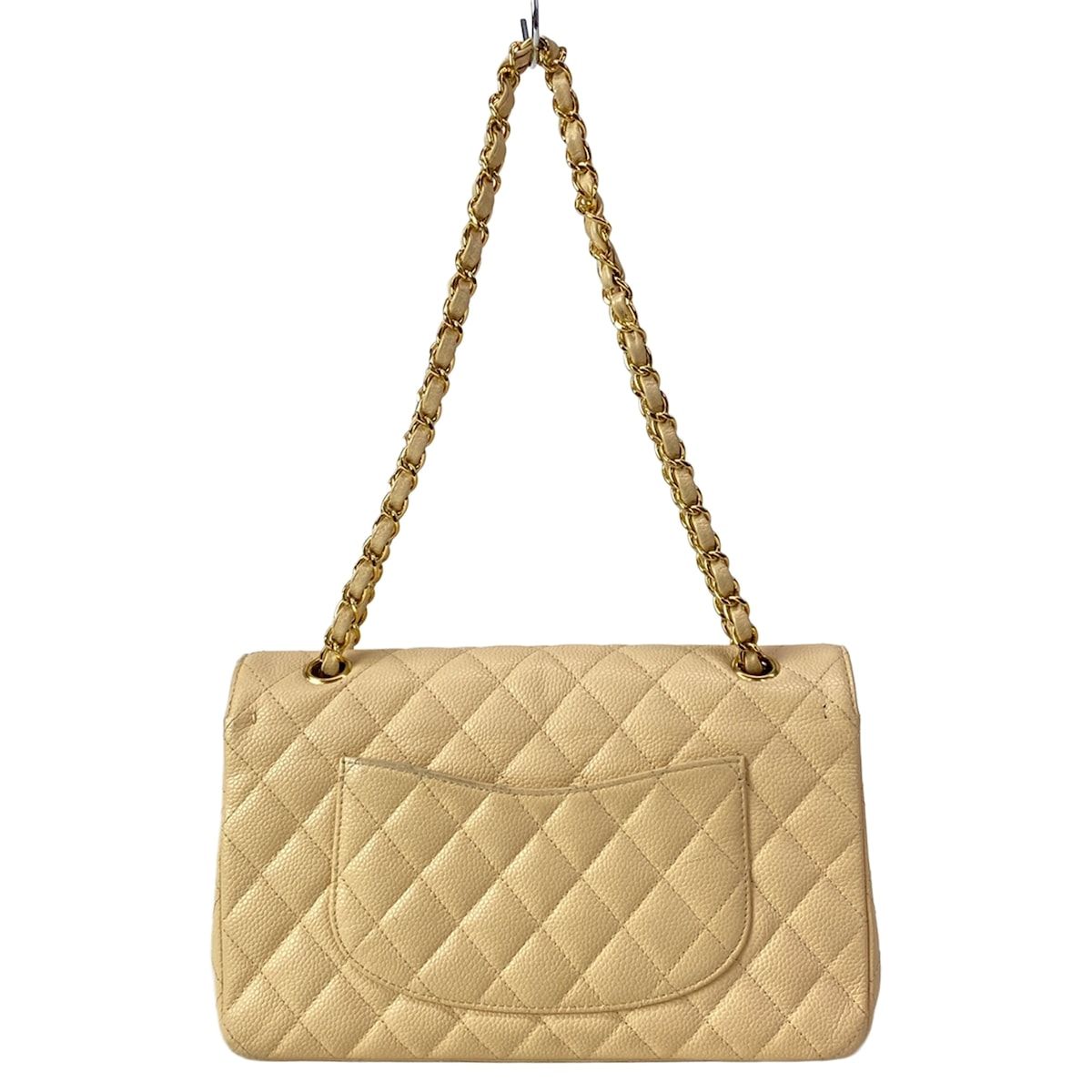 Chanel Shoulder Bag Double Flap Quilted Beige Chain Gold — view 3