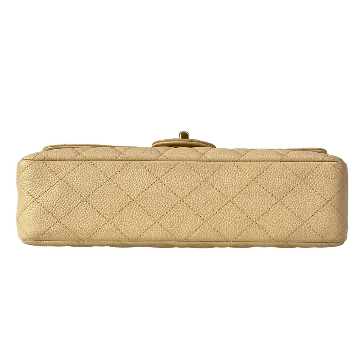 Chanel Shoulder Bag Double Flap Quilted Beige Chain Gold — view 5