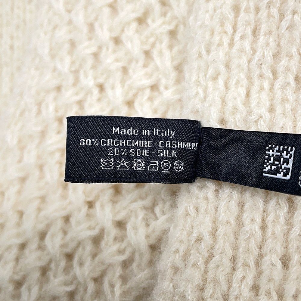 Chanel Scarf CC Logo Cashmere Silk Shawl White — view 5
