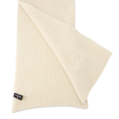 Chanel Scarf CC Logo Cashmere Silk Shawl White — view 2