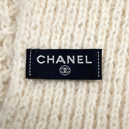 Chanel Scarf CC Logo Cashmere Silk Shawl White — view 4