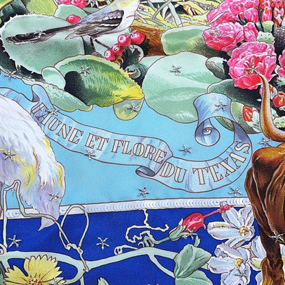 Hermes Scarf Carre 90 Creasing Faune Et Flore du Texas Silk — view 3