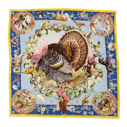 Hermes Scarf Carre 90 Creasing Faune Et Flore du Texas Silk