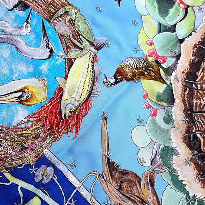 Hermes Scarf Carre 90 Creasing Faune Et Flore du Texas Silk — view 2