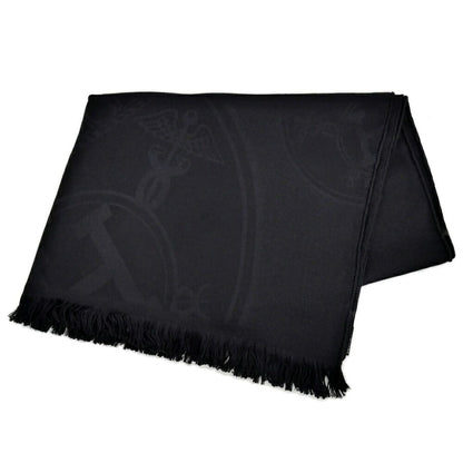 Hermes Shawl New Libris Black Cashmere Silk Scarf Fringe Jacquard