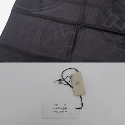 Hermes Shawl New Libris Black Cashmere Silk Scarf Fringe Jacquard — view 8