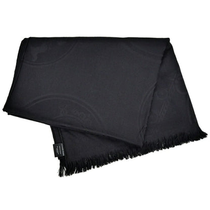 Hermes Shawl New Libris Black Cashmere Silk Scarf Fringe Jacquard — view 2
