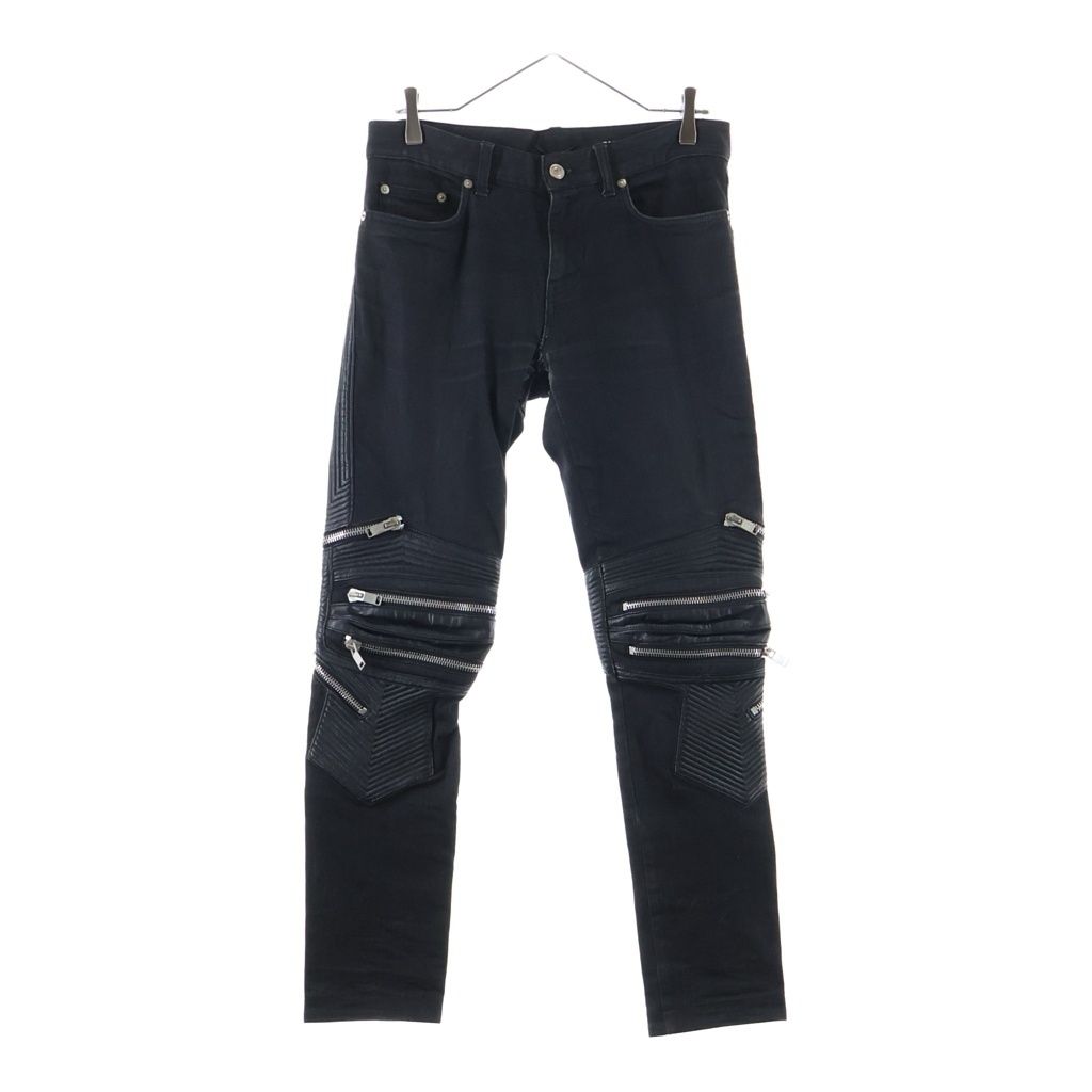 Saint Laurent Paris Biker Pants Leather Paneled Bikerpants Black