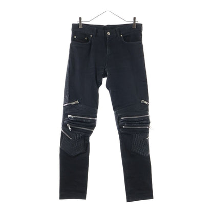 Saint Laurent Paris Biker Pants Leather Paneled Bikerpants Black
