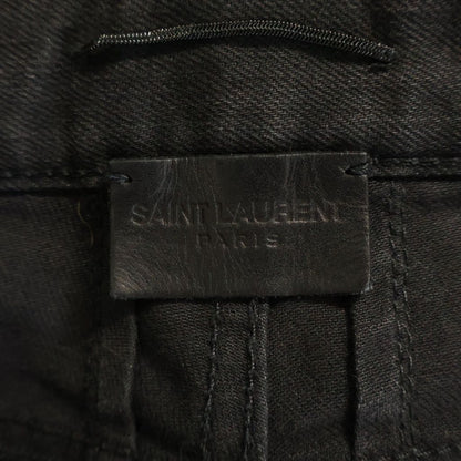 Saint Laurent Paris Biker Pants Leather Paneled Bikerpants Black — view 7