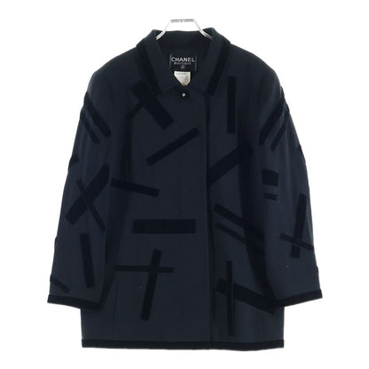 Chanel Vintage Velvet Tape Designed Jacket Designjacket Black