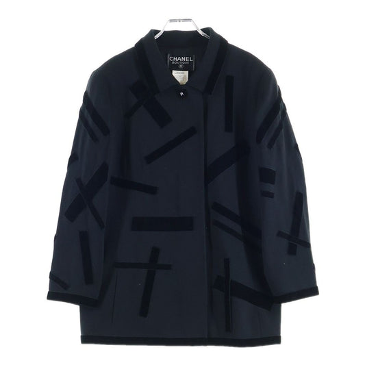 Chanel Vintage Velvet Tape Designed Jacket Designjacket Black