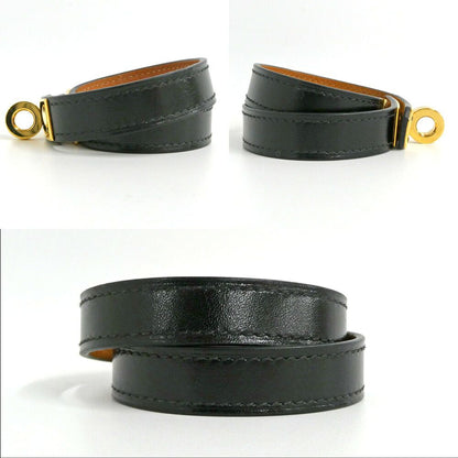Hermes Leather Bracelet Kelly Double Tour Box Calf Black Gold T2 — view 2