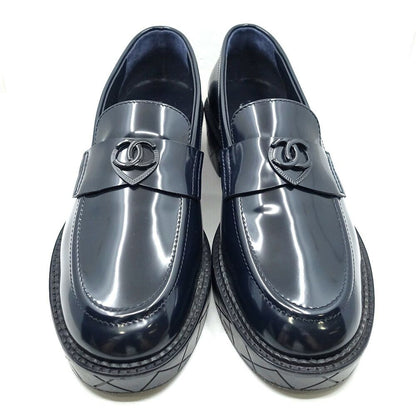 Chanel Loafers Moccasin Shoes Black CC Logo — view 5
