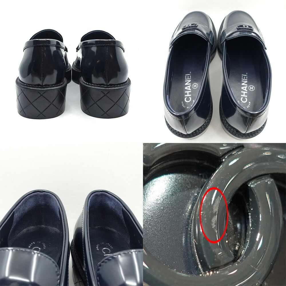 Chanel Loafers Moccasin Shoes Black CC Logo — view 7