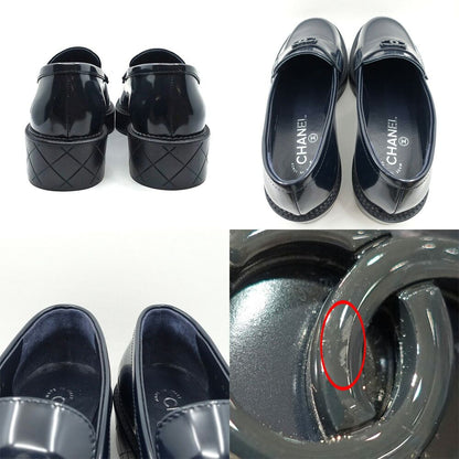 Chanel Loafers Moccasin Shoes Black CC Logo — view 7
