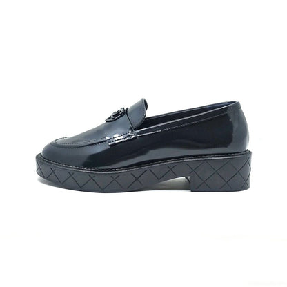 Chanel Loafers Moccasin Shoes Black CC Logo — view 4