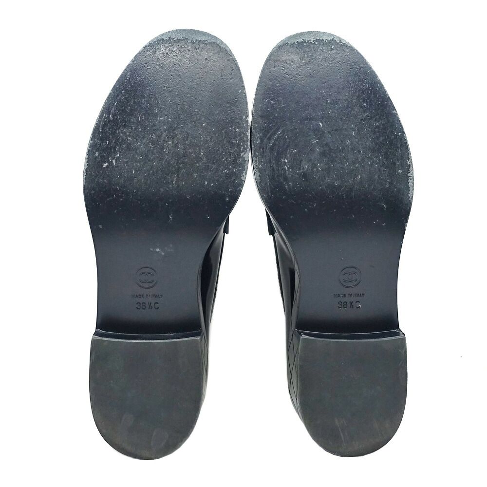 Chanel Loafers Moccasin Shoes Black CC Logo — view 6