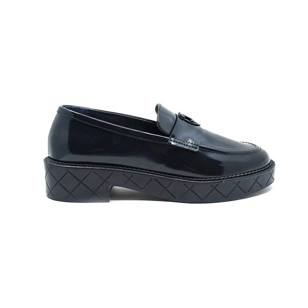 Chanel Loafers Moccasin Shoes Black CC Logo — view 2