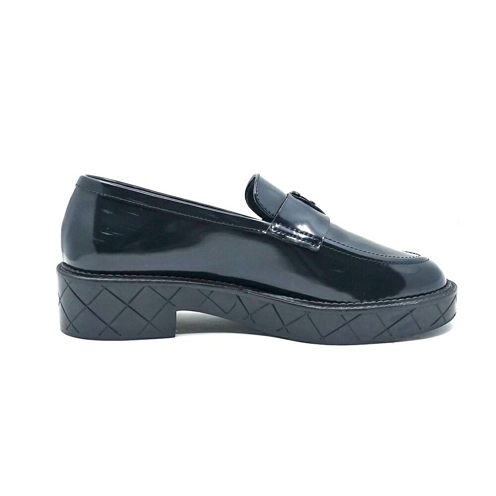 Chanel Loafers Moccasin Shoes Black CC Logo — view 3
