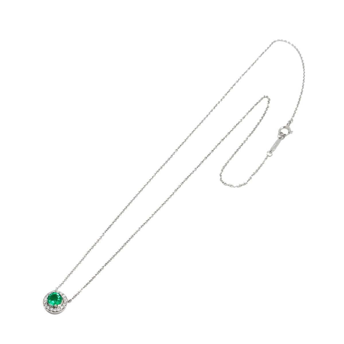 Tiffany & Co Soleste Emerald Diamond Necklace 40 Platinum — view 2