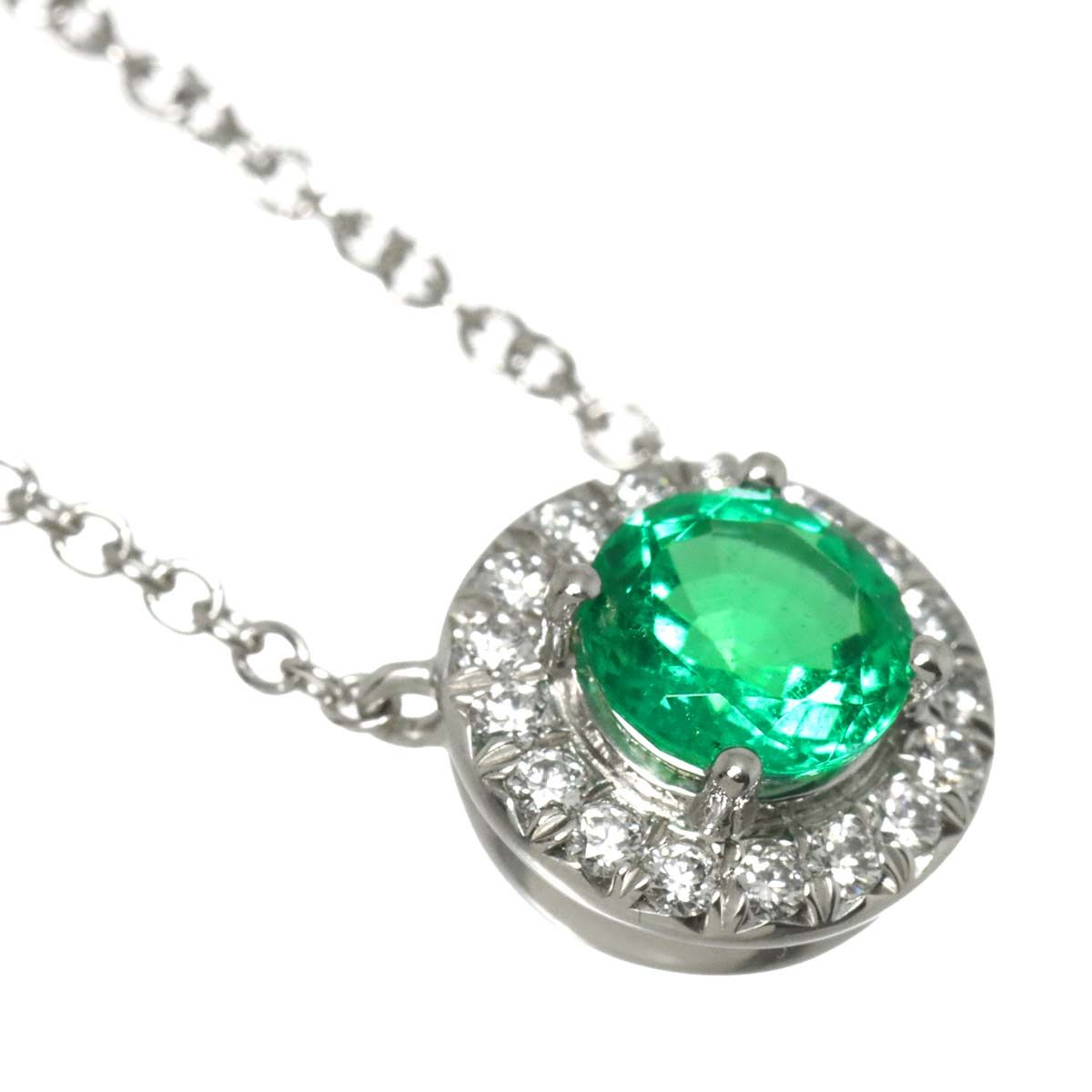 Tiffany & Co Soleste Emerald Diamond Necklace 40 Platinum — view 3