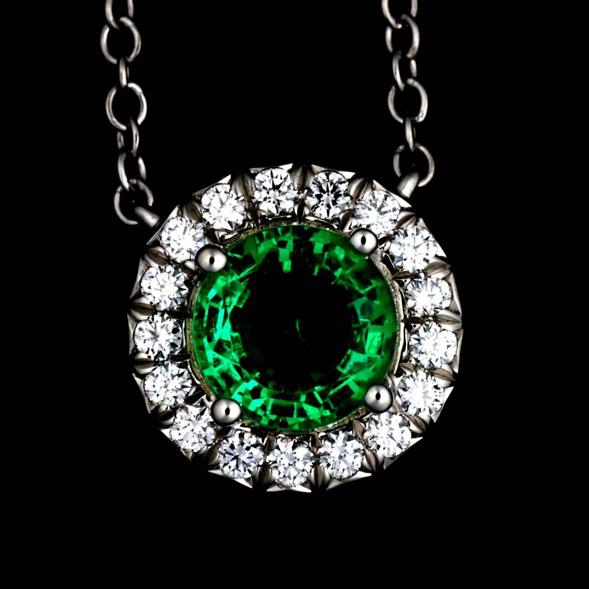 Tiffany & Co Soleste Emerald Diamond Necklace 40 Platinum — view 6
